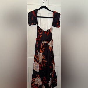 Floral Black and Orange Women's Dress